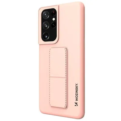 Zdjęcie produktu dla Wozinsky Kickstand Case Silikonowe Etui Z Podstawką Etui Samsung Galaxy S21 Ultra 5G Różowe