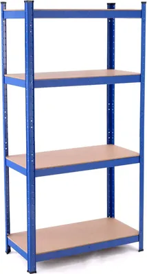 Immagine prodotto di Scaffale da magazzino a 4 ripiani, scaffale in metallo resistente con ripiani regolabili, ogni ripiano con una portata massima di 130 kg, scaffale da magazzino, dispensa, garage (blu)