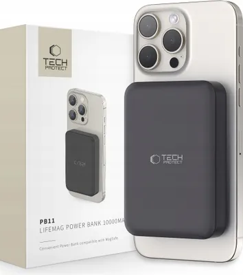 Produktbild von Tech-Protect Pb11 Lifemag Magsafe Power Bank 10000Mah 15W Schwarz Iphone