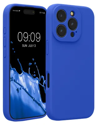 Produktbild von kwmobile Handyhülle für Apple iPhone 16 Pro Hülle - gummierte Handy Silikon Case für iPhone 16 Pro - Schutzhülle Cover - Baltik Blau