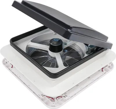 Obrázok produktu pre RV, obytné vozidlo, karavan – strešný ventilátor – priemer 36 cm, 12V – LED osvetlenie 8W – motor 15W – 6 stupňov – snímač teploty 45°C – farba: slonová kosť