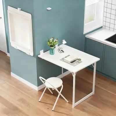 Productafbeelding van Opklapbare Wandtafel - Klaptafel - Ruimte Besparen - Ultra Dun - 90x60cm - Wit
