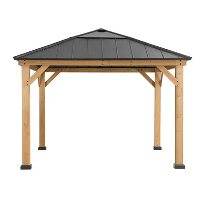 Produktbild von Sunjoy Zedernholz Gazebo / Pavillon 3x3 PIRIN - 336cm x 336cm, anthrazit