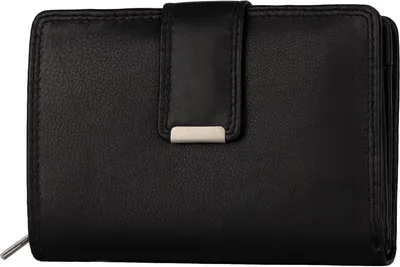 Produktbild von RFID Damen Geldbörse Portemonnaie Geldbeutel Damenbörse Rindleder Leder Schwarz (20198)