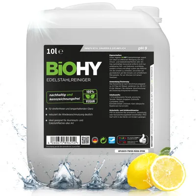 Produktbild von BiOHY Edelstahlreiniger + Auslaufhahn, Edelstahlpflege, Edelstahl Politur, 10 l
