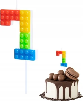 Zdjęcie produktu dla Świeczka Urodzinowa Lego Cyferka 7 Kolorowa Na Imprezę Urodzinową