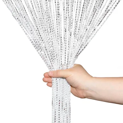 Perlenvorhang 2er-Set, 100x200 cm, Fliegenvorhang, Terrassentür, weiß