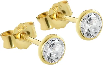 Produktbild von Paar Ohrstecker Echt Gold 585er 4,5mm Cubic Zirkonia Damen Herren Kinder 1748