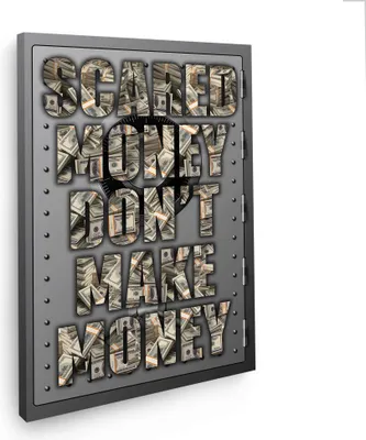 Produktbild von Wandbild Leinwandbild Motivation Geld & Erfolg Scared Kunstdruck XXL Wanddeko: 60x90x4cm