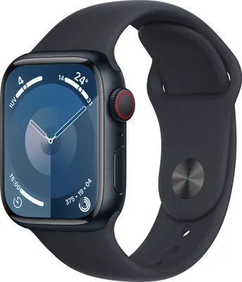 Produktbild von APPLE Watch Series 9 GPS + Cellular 41mm Midnight Aluminium Case with Midnight Sport Band - S/M