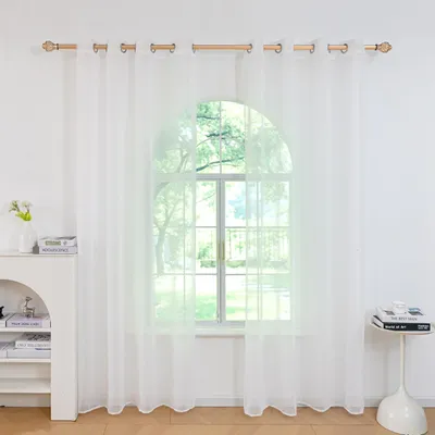 Transparente Vorhänge mit Ösen, 2er-Set, 225x140 cm, weiß