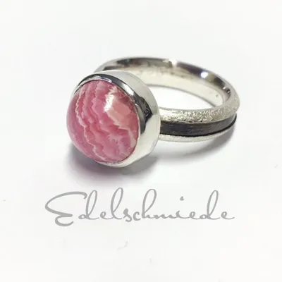 Produktbild von handgefertigter Silberring 925/- mit Rhodochrosit Cabochon #60