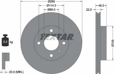 Produktbild von 2x TEXTAR Bremsscheibe 92109300 für NISSAN ALMERA II Hatchback (N16) 49 3mm