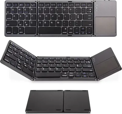Obrázek produktu pro Bezdrátová BT klávesnice Skládací klávesnice Přenosná ultraplochá BT klávesnice s touchpadem pro Windows / Android / iOS šedá