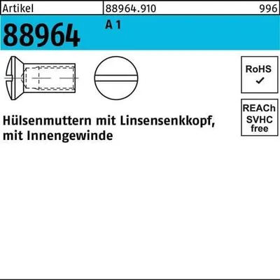 Produktbild von Reyher  Liko-Hülsenmuttern 1.4305 LIKO M 6x20 A 1 (100 Stück)