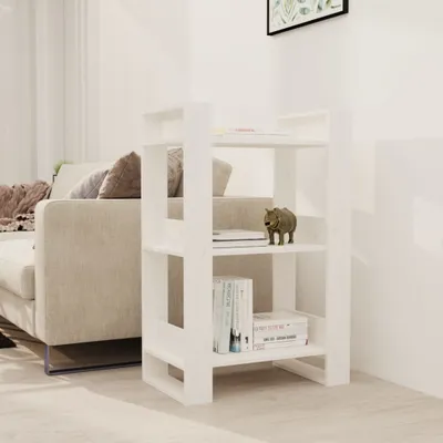 Produktbild von The Living Store Bücherregal/Raumteiler Weiß 60x35x91 cm Massivholz Kiefer