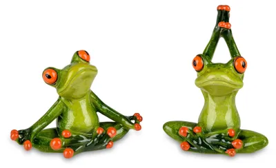 Image de Formano Set de 2 grenouilles amusantes Couple de grenouilles Yoga Figure Poly 11 cm