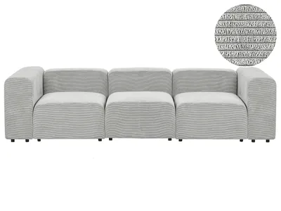 Produktbild von BELIANI 3-Sitzer Sofa Grau Cord-Stoffbezug Modular mit Breiten Hohen Armlehnen Niedrige Rückenlehne Modern Wohnzimmer Polstersofa Modulsofa