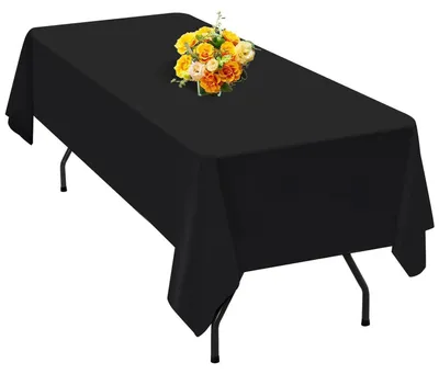 Zdjęcie produktu dla Ścierełka na stół, prostokątna, 153 x 260 cm, czarna, wykonana z poliestru, nie gniecie się, można prać, idealna do stołów o długości 1,8 m