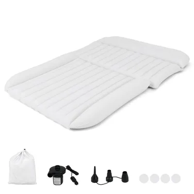 Produktbild von Costway Luftmatratze 190 x 130 cm, aufblasbar, doppelseitig, mit Luftpumpe und Tragetasche, auslaufsichere Ventile, schnelles Aufpumpen, reißfest, PVC Flocking, für SUV, Kofferraum und Gästebett, Beige, 150 kg Traglast, -25°C bis 60°C