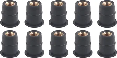 Productafbeelding van 10 stuks M5 rubberen borgmoeren, 5 mm / 0,2 inch, metrische bevestigingsmoeren voor motorfietsruiten