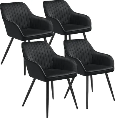 Image de Chaise MARILYN en velours - noir/noir, Lot de 4