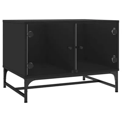 Produktbild von vidaXL Couchtisch mit Glastüren Schwarz 68,5x50x50 cm
