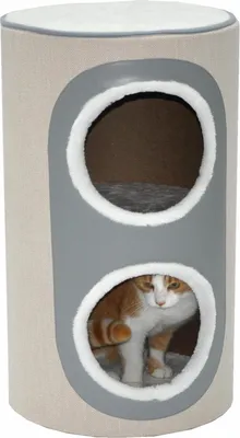 Produktbild von Kratztonne Nala Beige 71x38x38 cm mit 2 Höhlen und Aussichtsplattform