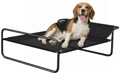 Produktbild von PawHut Erhöhtes Hundebett, Haustierbett mit atmungsaktivem Mesh-Bezug Schwarz
