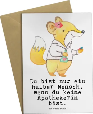 Produktbild von Mr. & Mrs. Panda Klappkarte Apothekerin Herz - Weiß - Geschenk, osterkarte, Beruf, Grußkarte, Approbation, weihnachtskarten, Lustig, dankeskarten, hochzeitskarten, Witzig