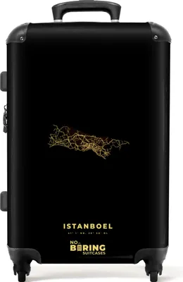Obrázek produktu pro NoBoringSuitcases.com® Velký kufr - Istanbul - Mapa města - Mapy - Zlato - Mapa - Kombinovaný zámek TSA - Pevná skořepina na kolečkách - 72 litrů - Cestovní kufr - 66 cmKufr střední 67x43x25 cm, 72L,