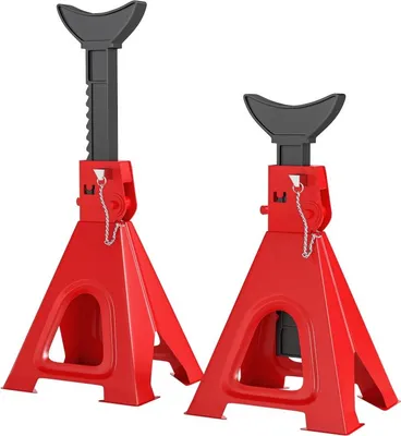 Image de Fortuna Lai Châssis de levage 6 tonnes de charge 2 pièces Châssis de levage avec 2 goupilles de sécurité 13 niveaux Réglable en hauteur de 375 mm à 592 mm Châssis de levage Cric pour voiture Support pour atelier Garage Rouge
