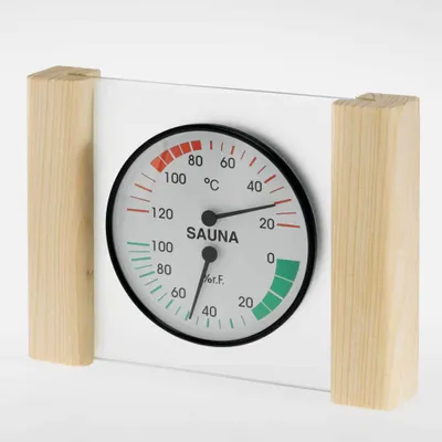 Produktbild von Infraworld Klimamesser mit Glas Holzrahmen in Fichte Sauna Thermometer Hygrometer