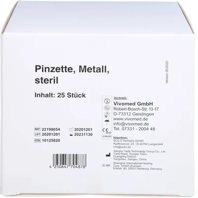 Immagine prodotto di vivomed pinzette in metallo 9 cm a punta sterili, 25 pz. pinzette