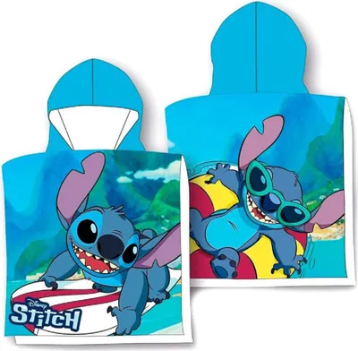Immagine prodotto di Lilo & Stitch Accogliente poncho con cappuccio per bambini da portare a casa e in viaggio