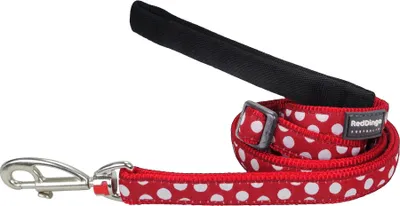 Zdjęcie produktu dla Nylonowa smycz dingo czerwona w kropki, szerokość: 25 mm