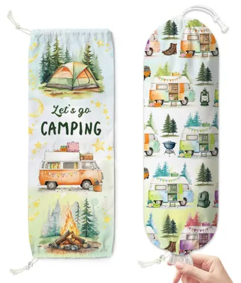 Productafbeelding van Camping-afvalzakhouder - 2 stuks van canvas met trekkoord - Organizer voor keuken en badkamer - 58,5 x 23 cm