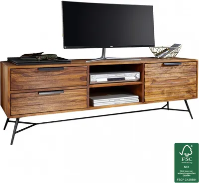 Image de Planche basse NISHAN 160x54x40 cm Sheesham Bois massif | Design