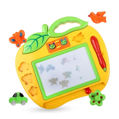 Produktbild von Magnetisches Zeichenbrett für Kinder 26x23cm, farbige magische Steinplatte mit Stempeln