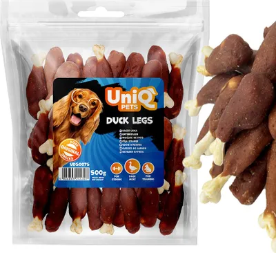 Productafbeelding van Hondensnoepjes, snack van eendenbout, UniQ Pets, 500g