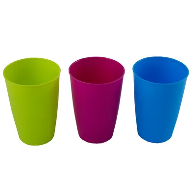 Produktbild von 12 x bunte Becher aus Kunststoff Plastikbecher Campinggeschirr 200 ml Campingbecher Kunststoffbecher