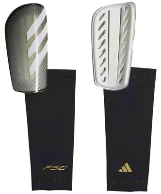 Immagine prodotto di Stivaletti Adidas F50 League e parastinchi, unisex, nei colori "Carbon / Grigio chiaro solido / Nero / Oro metallizzato"