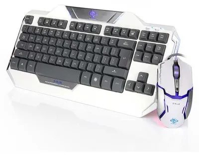 Obrázek produktu pro E-blue EKM811WHUSIU, Plná velikost (100 %), Kabel, USB, Černá, Bílá, Obsahuje myš