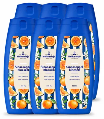 Imagen del producto de 6 x Gel de ducha Melkmeisje, aroma a flor de naranja, 300 ml - Paquete ahorro - 6 unidades