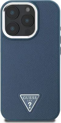 Produktbild von Guess Hülle für iPhone 16 Pro Hardcase Grained Triangle Blau Schutzhülle