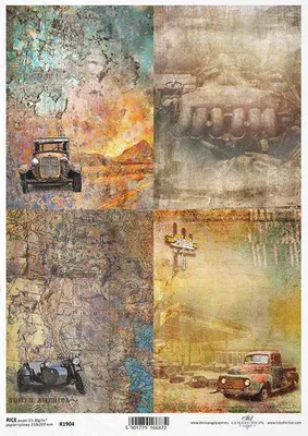Produktbild von ITD Reispapier Decoupage Bastelpapier Serviettentechnik, R1904 Autos