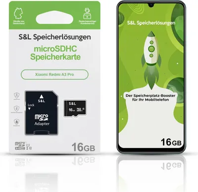 Produktbild von microSD Speicherkarte S&L für Xiaomi Redmi A3 Pro - Speicherkapazität: 16 GB