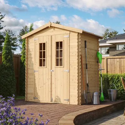 Image de Abri de jardin en bois TIMBELA M367C - L196xL136xH218 cm/ 1.98 m2