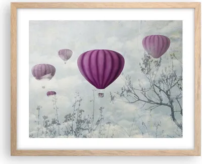 Produktbild von Gerahmtes Poster - Rahmen in heller Eiche - Ballon Baum Flug - 50x40 cm - Wand Bild - Wanddeko - Wandbilder - Kunstposter - Wandposter - Bilderrahmen - Bilder - Kunstdruck - Wandbild - P2NAA50x40-3581