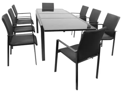 Produktbild von Garnitur 9-teilig 360,0 x 91,5 x 220,0 cm Aluminium Glas Kunstgewebe Anthrazit